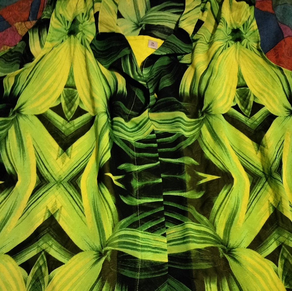 Worthington 3X TRI colored Green Blouse